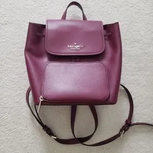 kate spade | Bags | Kate Spade Maroon Leather Flap Backpack 